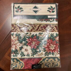 NWT Florentine Holiday Tablecloth Christmas Theme Covering 60” x 84” Oblong
